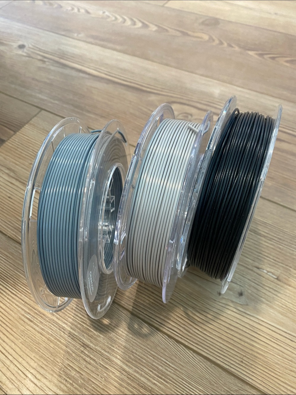 Toybox 3 Spools of 3D Printer Filament - chia pudding, charcoal, sesame 1 3/4mm